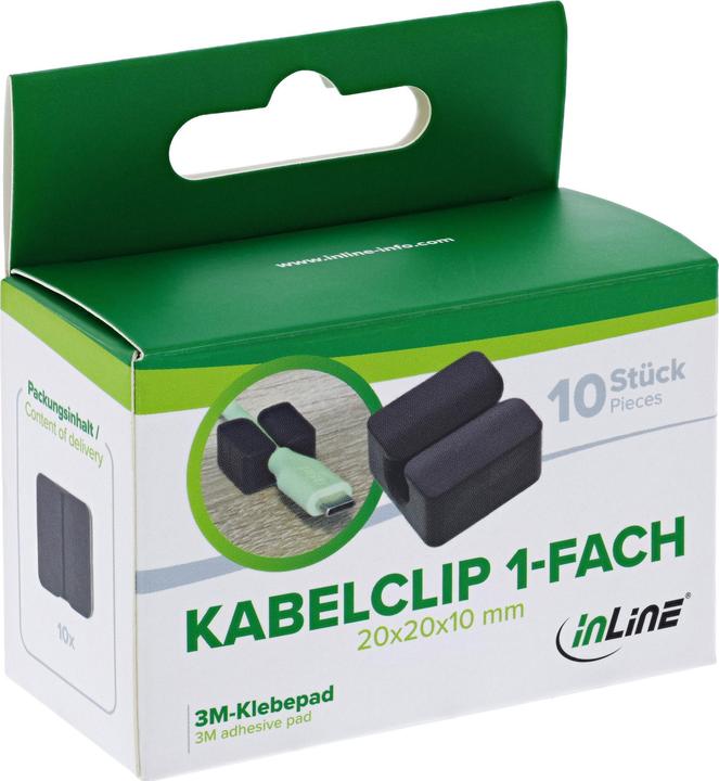 Immagine prodotto InLine 10er Pack ® Kabelclip, 1-fach, selbstklebend, schwarz