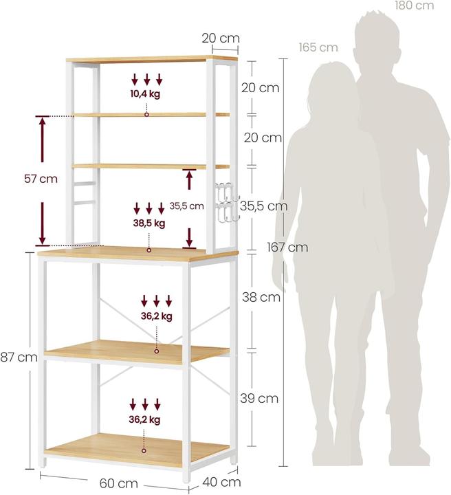 Immagine prodotto Vasagle Buffet (60 x 40 x 167 cm)