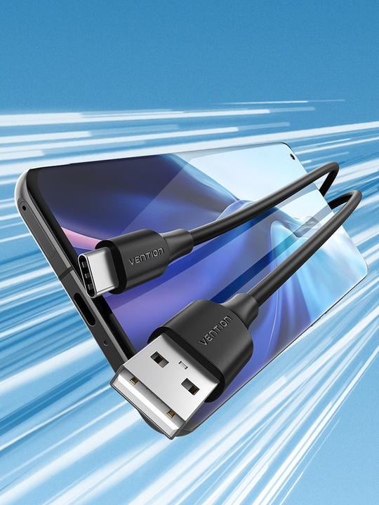 Image du produit Vention Câble USB 2.0 A vers USB-C 3A CTHBF 1m noir (1 m, USB 2.0, 60 W)