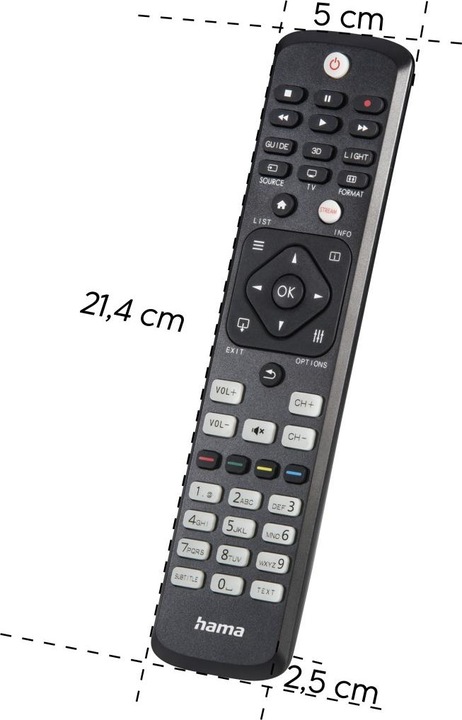 Produktbild Hama Universal-Fernbedienung für Philips TVs, IR, lernfähig, leuchtende Tasten (Universal Fernbedienung, Infrarot)