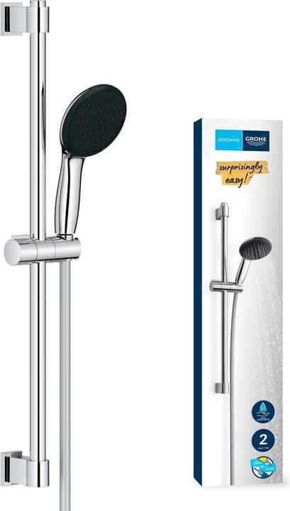 Produktbild Grohe Vitalio Start 110 QuickFix Brausestangenset, kleben oder bohren, Länge 600mm, wassersparend, 2 Strah