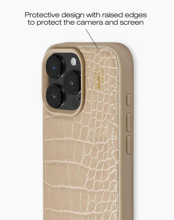 Image du produit iDeal Of Sweden Magsafe Designer Hard-Cover Vegan Leather Warm Beige Croco (Apple iPhone 16 Pro)