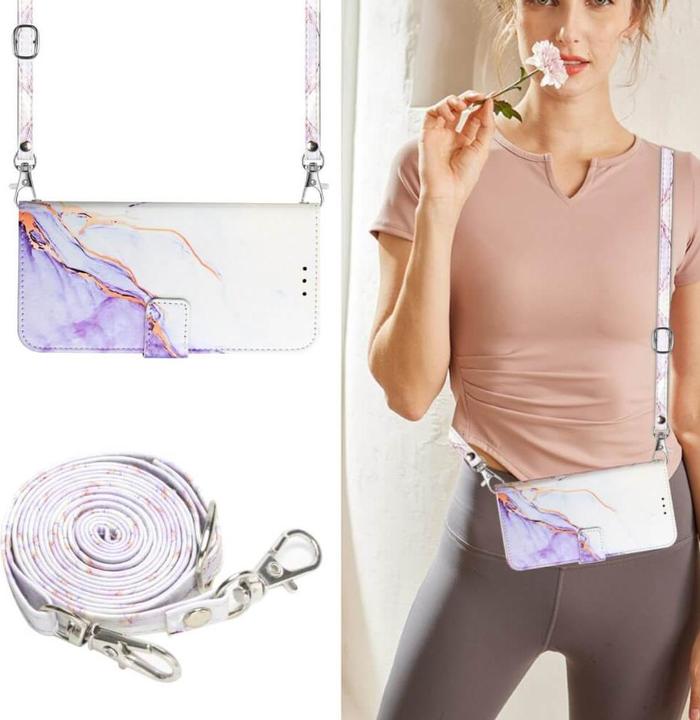 Produktbild Cover-Discount iPhone 15 Pro Max - Etui Hülle mit Umhängeband Marble purple (Apple iPhone 15 Pro Max)