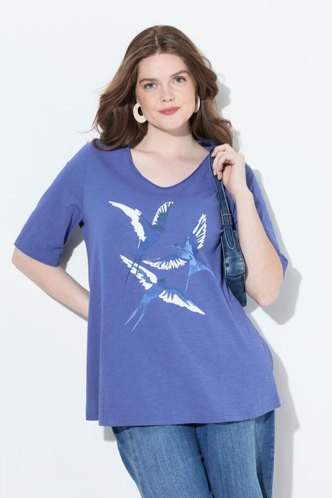 Immagine prodotto Ulla Popken T-shirt classica con rondini, scollo a V e mezze maniche (58)