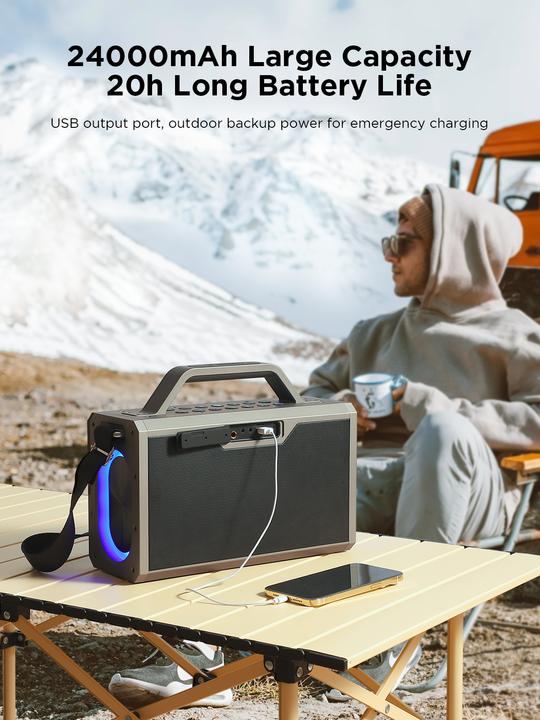 Actual product image Joyroom Pies Series JR-MW03 Wireless Karaoke Speaker with 2 Microphones and Remote Control - Black (20 h)