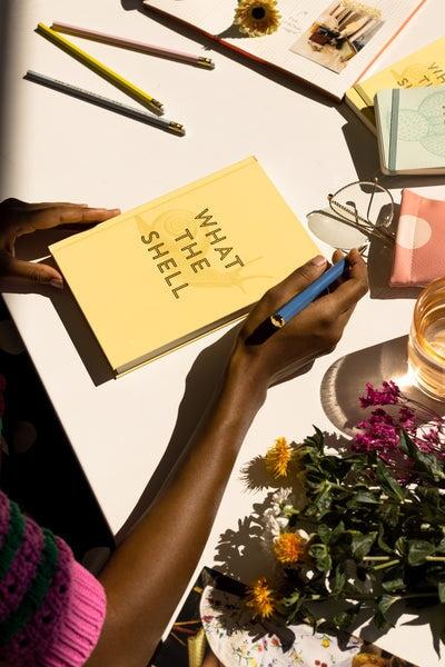 Actual product image Designworks Vintage Sass Notebook with Pen - What The Shell (Lined, Hardcover)