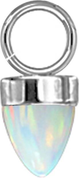 Star Piercing Anhänger silber ein Kegel Opal weiss (Acier chirurgical 316L, sans laiton)