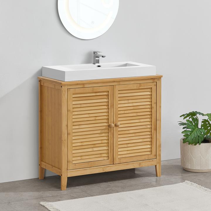 Produktbild En.Casa Bambus Waschbeckenunterschrank Värmdö 60x67x30cm (60 x 67 x 30 cm)