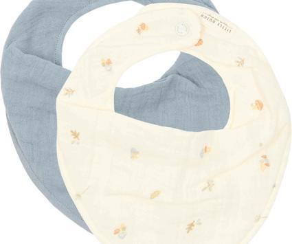 Image du produit Little Dutch Bandana bib muslin 2-er Set Forest Treasures & Denim Blue