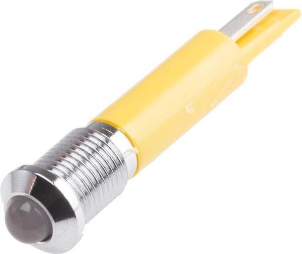 Actual product image RS PRO LED panel indicator lamp yellow 12V, mounting Ø 8mm, solder connection