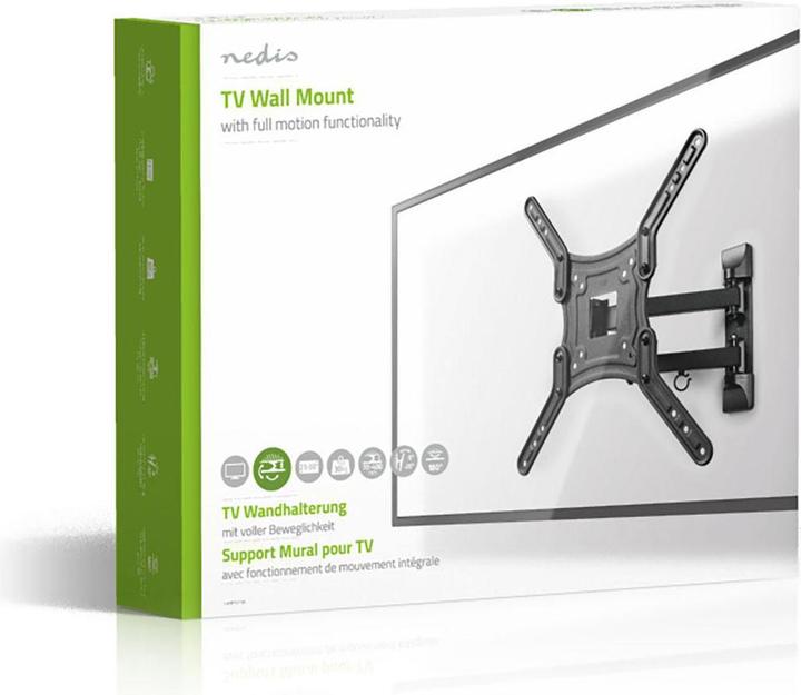 Actual product image Nedis Full-motion TV wall mount - 23 - 55" - Max. 30 kg - 3 pivot points - Rotation angle: 180 ° - (Wall, 55", 30 kg)