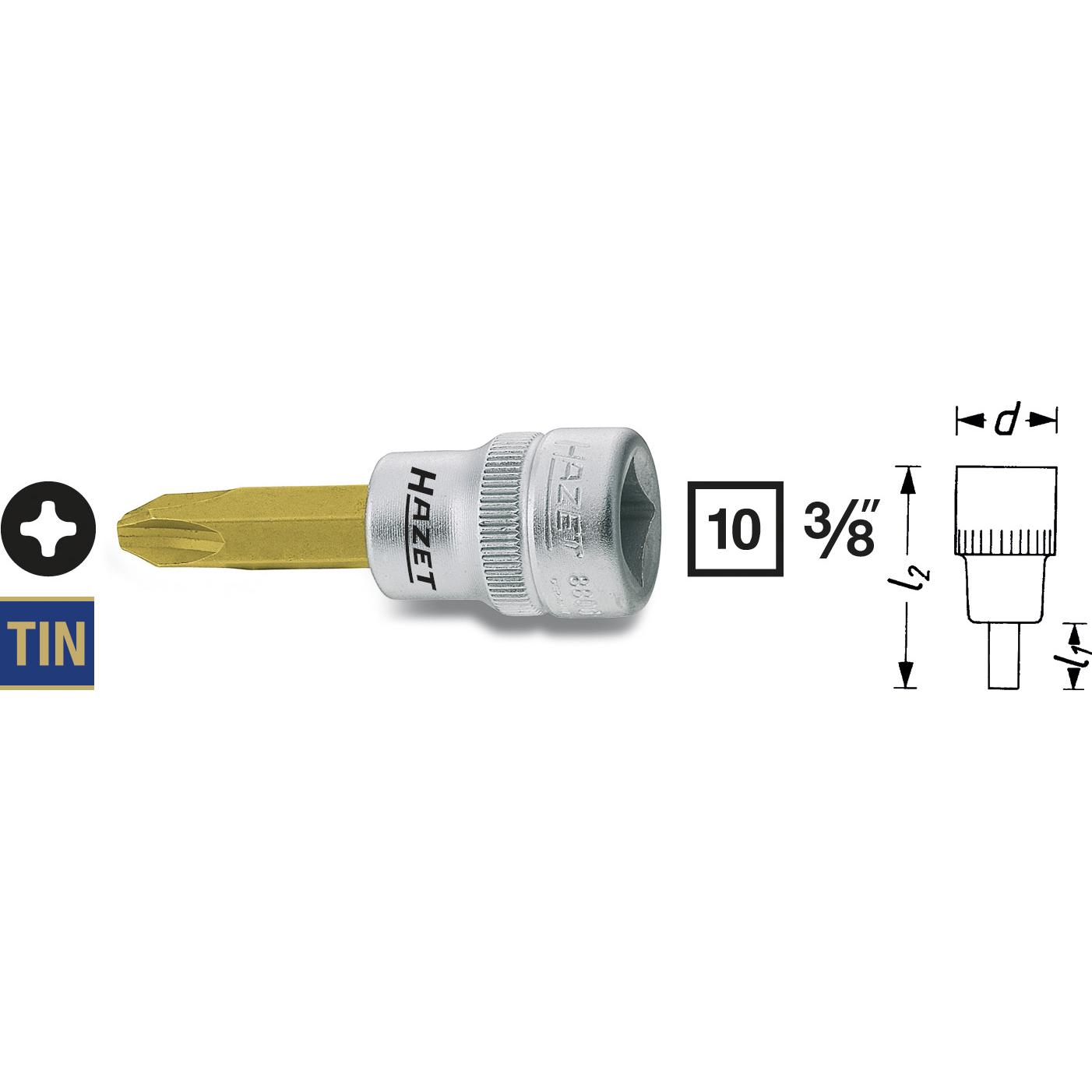 HAZET, Steckschlüssel + Stecknuss, Schraubendreher-Steckschlüsseleinsatz 8806-PH3 ∙ Vierkant10 mm (3/8 Zoll) ∙ Kreuzschl...
