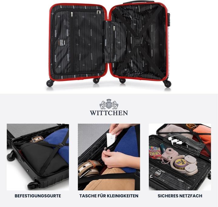 Image du produit Wittchen Set de 4 valises avec roulettes et cadenas, incluant une trousse de beauté