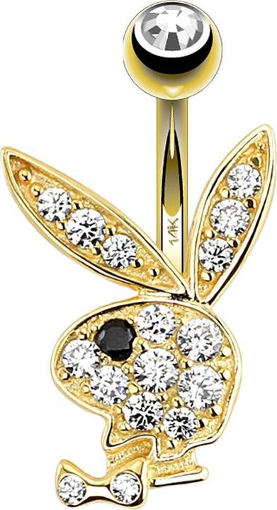 Actual product image Star Piercing Banana 14k gold with Playboy Bunny black (without brass, 14k gold)