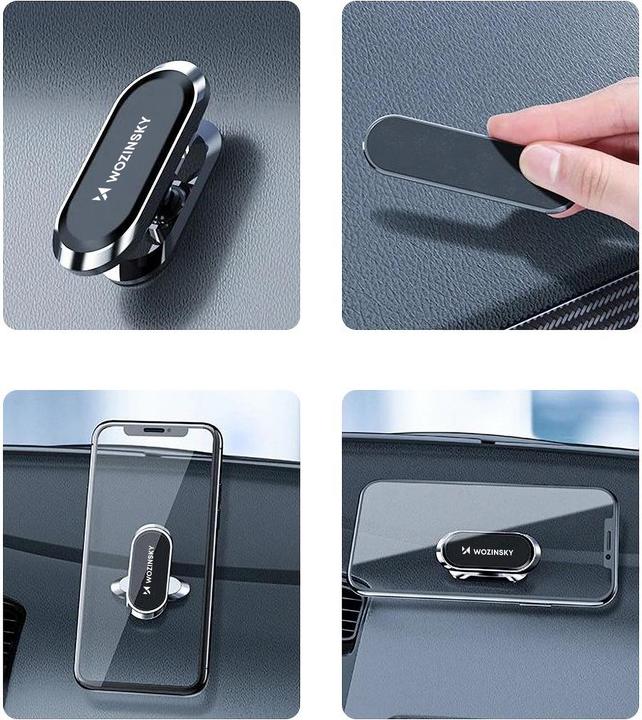 Actual product image Wozinsky Self-adhesive Magnetic 360 Car Dashboard Mount Silver (WMH-06)