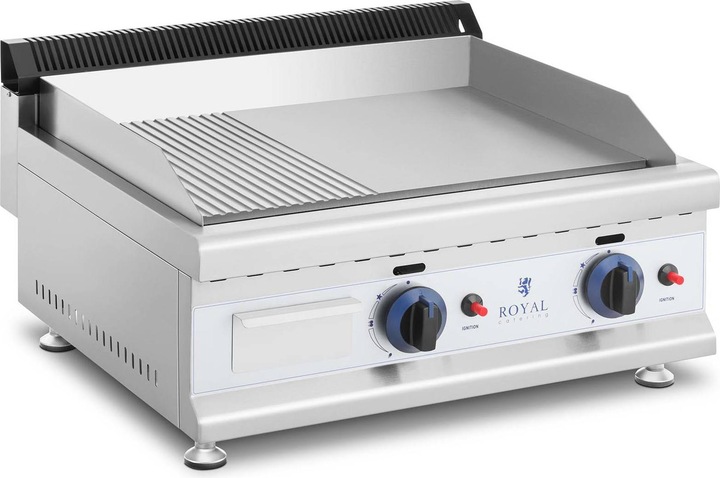 Produktbild Royal Catering Gasgrill 2 x 3100 W Profi Gasbräter glatt geriffelt 60 x 40 cm Propan Butan (6.20 kW)