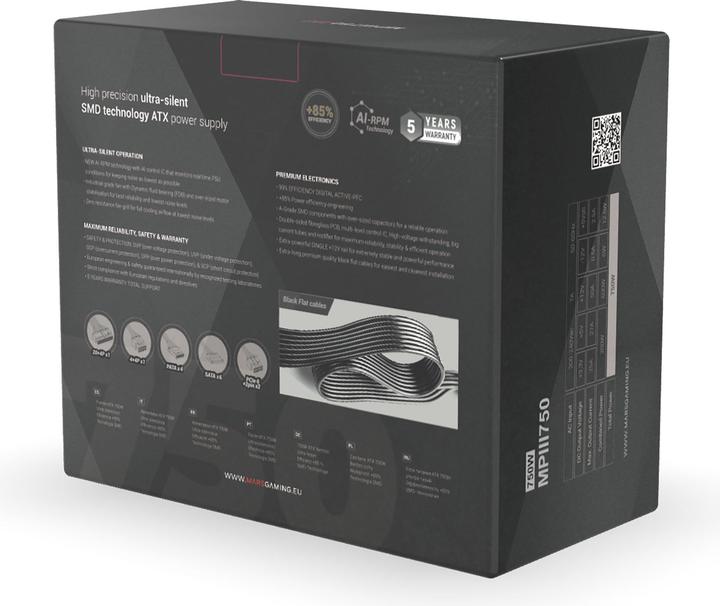 Actual product image Mars Gaming Alimentation ATX MPIII - 750W (Noir/Rouge) (750 W)