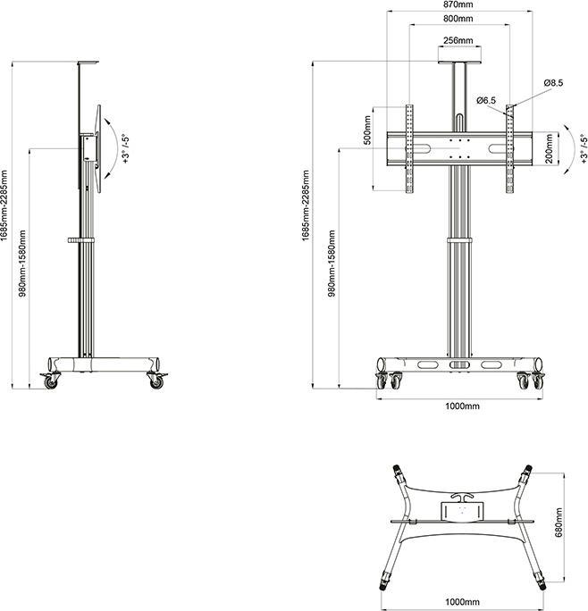 Actual product image Multibrackets Stand electr. 32-75", max 60 kg, black (75", 60 kg)