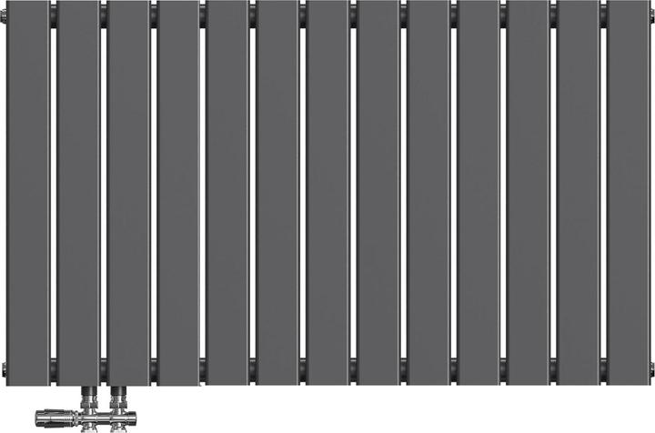 Emke Heizkörper, Flachheizkörper mit Zentralanschluss, Anthrazit 63x100cm 730W Einlagig (327 W)