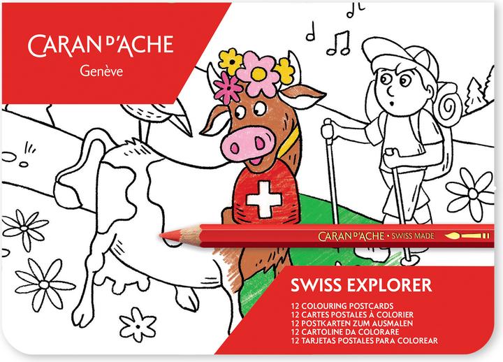 Caran d'Ache Swiss Explorer Karten zum Ausmalen (A6, Couverture rigide)