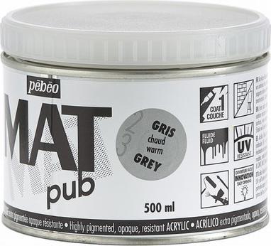 Actual product image Pebeo Acrylic Mat Pub (Warm grey, 500 ml)
