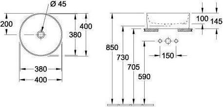 Immagine prodotto Villeroy & Boch V&B Lavabo da appoggio COLLARO d= 400mm rotondo senza foro per rubinetto panca we C+ (400 mm, 400 mm)
