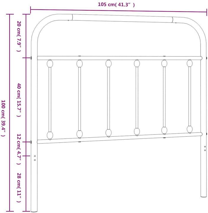 Actual product image vidaXL Kopfteil Metall Weiss 100 cm, Farbe: Weiss, Material (105 x 3 x 100 cm)