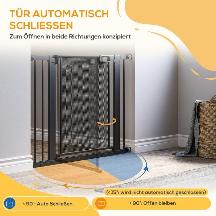 Image du produit Swisshandel24 Porte d'escalier pour animaux Porte pour chiens, réglable de 75 cm à 103 cm, noir (75 cm)