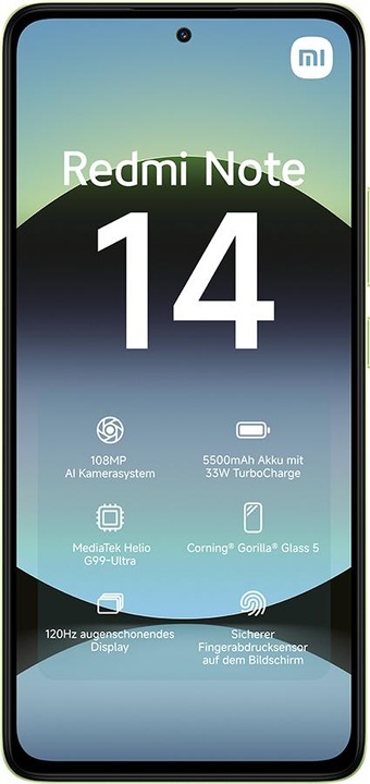 Image du produit Xiaomi Redmi Note 14 (128 Go, Vert citron vert, 6.67", Double SIM hybride, 108 Mpx, 4G)