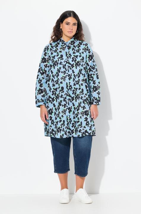 Produktbild Ulla Popken Longbluse, Blüten, A-Linie, Hemdkragen, Langarm (50, 52)