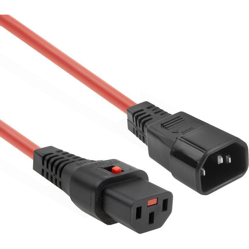 Iec Lock 230V connection cable C13 lockable - C14 red 2.00 m (3 m), Stromkabel