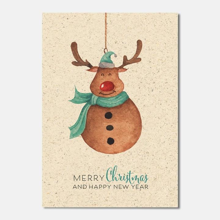 Immagine prodotto Biglietto di auguri di Buon Natale e Felice Anno Nuovo - Biglietto di carta d'erba (1 pz.)