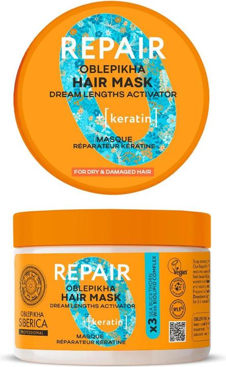 Image du produit Natura Siberica Keratin Reparative Capillary Mask (300 ml)