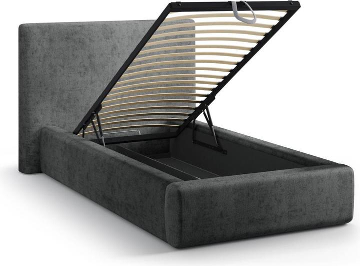 Actual product image Micadoni Storage Bed With Headboard, "Amy", Dark Grey, 220x130x95 Made in Europe (90 x 200 cm)