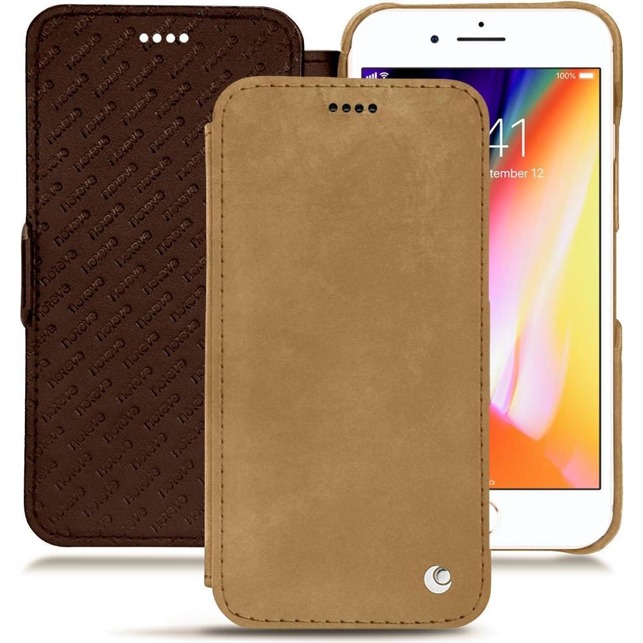 Thumbnail - Noreve Lederschutzhülle horizontal (Apple iPhone 8 Plus), Smartphone Hülle, Braun