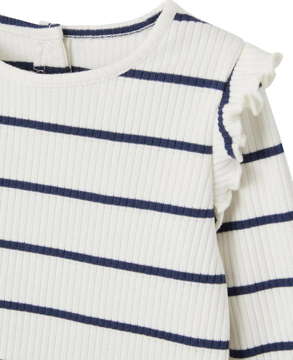 Image du produit Vertbaudet Geripptes Mädchen Baby Shirt mit Volantärmeln, Bio-Baumwolle (98)
