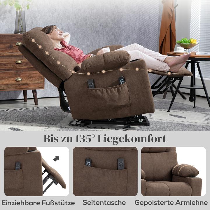 Produktbild Homcom Sessel mit Aufstehhilfe Polyester, Metall Braun
