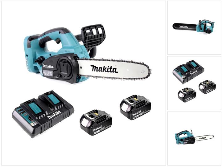 Produktbild Makita DUC 302 PF2 Akku Kettensäge 36V ( 2x18V ) 30 cm + 2x 3,0 Ah Akku + Doppelladegerät (Akku Kettensäge)