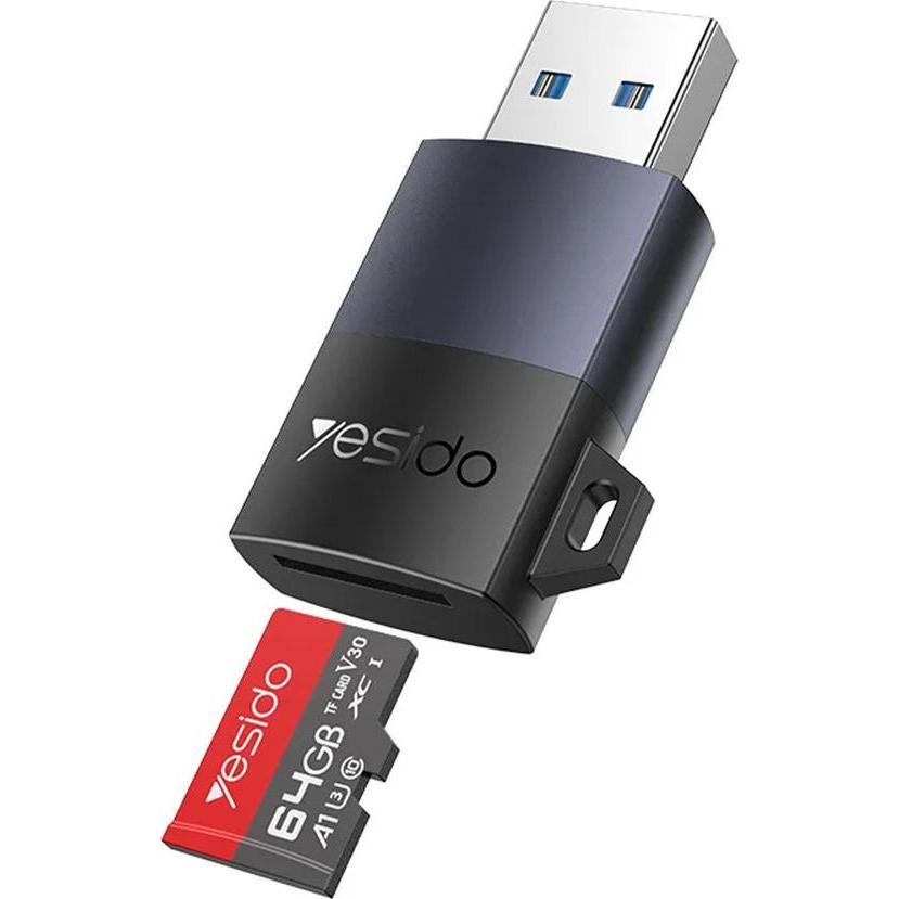 Yesido Lettore di schede USB 3.0 GS36, microSD, nero (USB 3.0), Lettore di schede di memoria, Nero