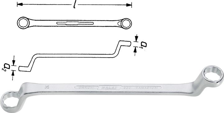 Actual product image HAZET Double box-end wrench 630-16X17 ∙ Outside 12-point profile ∙ 16 x 17 mm (16 mm, 17 mm)