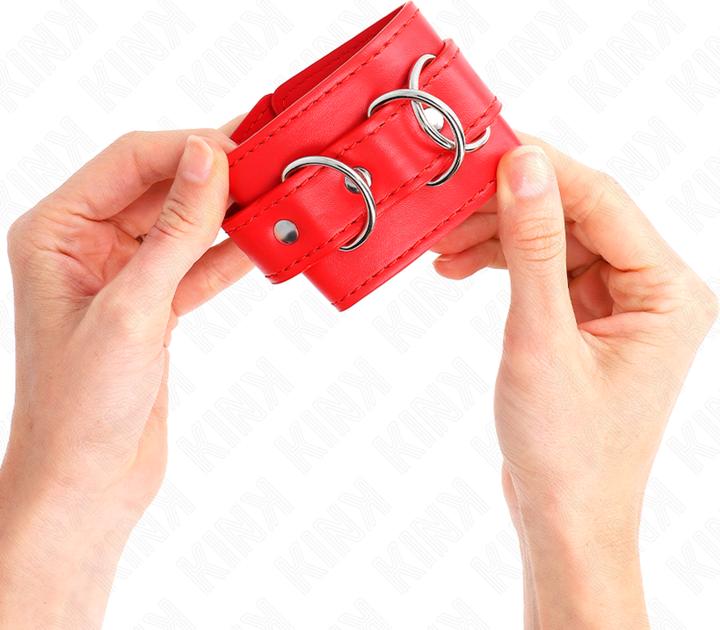 Image du produit Kink 3 D-RING MENOTTES POIGNET RÉGLABLE ROUGE 17,5-25 CM X 6 CM
