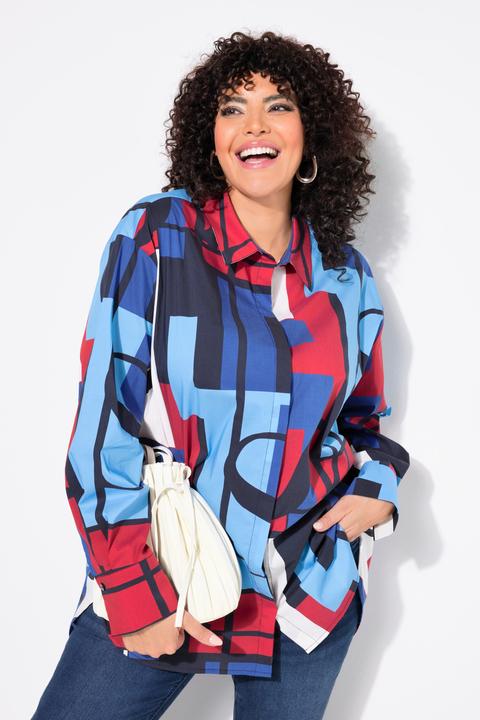 Produktbild Ulla Popken Hemdbluse, Colorblocking, Oversized, Hemdkragen, Langarm (46, 48)