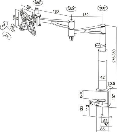 Actual product image Hagor TFT accessories Desk mount M-VESA Desk *black*. (Table, 24", 10 kg)