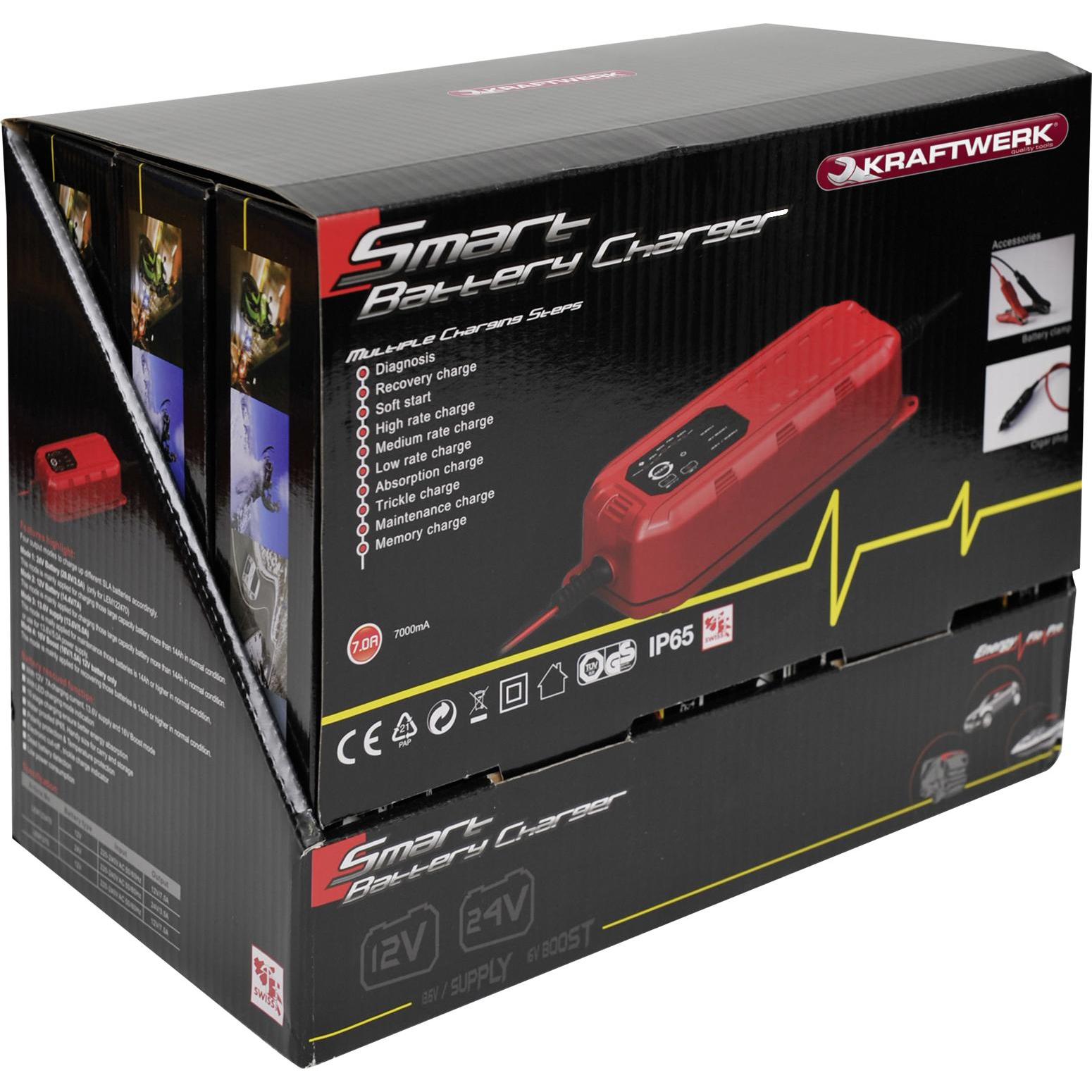 Kraftwerk, Batterieladegerät, Display Batterie-Ladegerät (12V, 24V, 7 A)