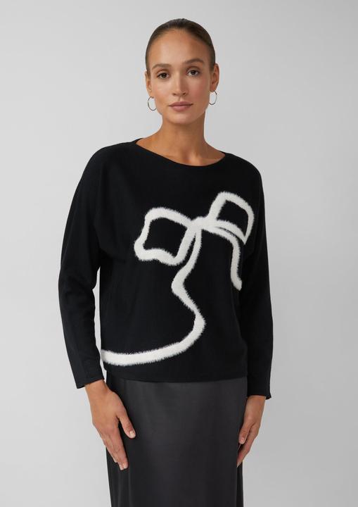 Produktbild s.Oliver Strickpullover Feinstrickpullover mit U-Boot-Ausschnitt und Schleifen-Intarsie vorne (40)