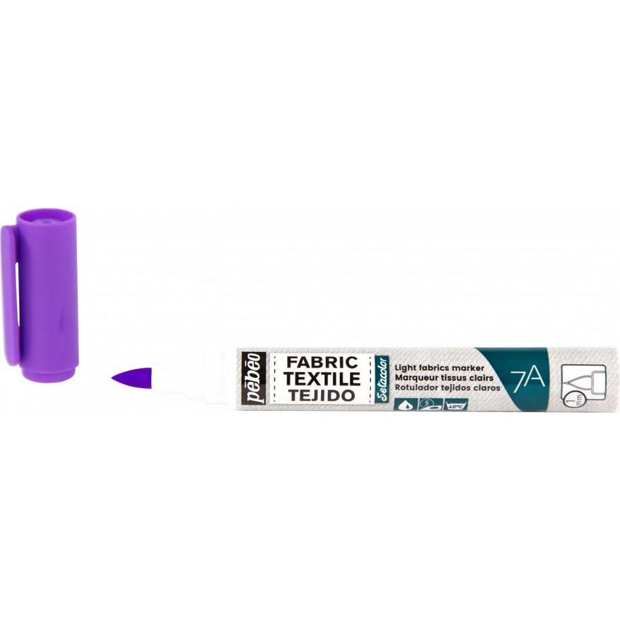Pebeo, Marker, 7A Marker Helle Stoffe 1mm Pinselspitze (Neonviolet, 1 mm)