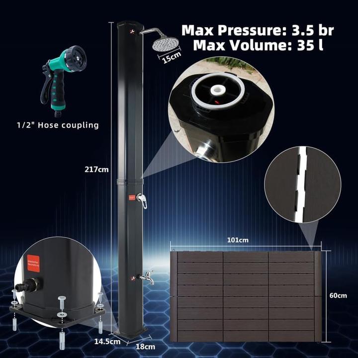 Produktbild CCLife Solardusche mit Handbrause und Kunststoffboden