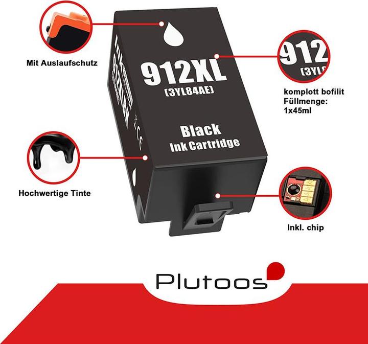 Actual product image Plutoos HP 912XXL HP 912XL Cartridges XXL compatible (M, C, Y, FC)