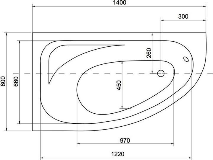 Produktbild Besco BATHTUB CORNEA 140 CM (140 cm, 80 cm)