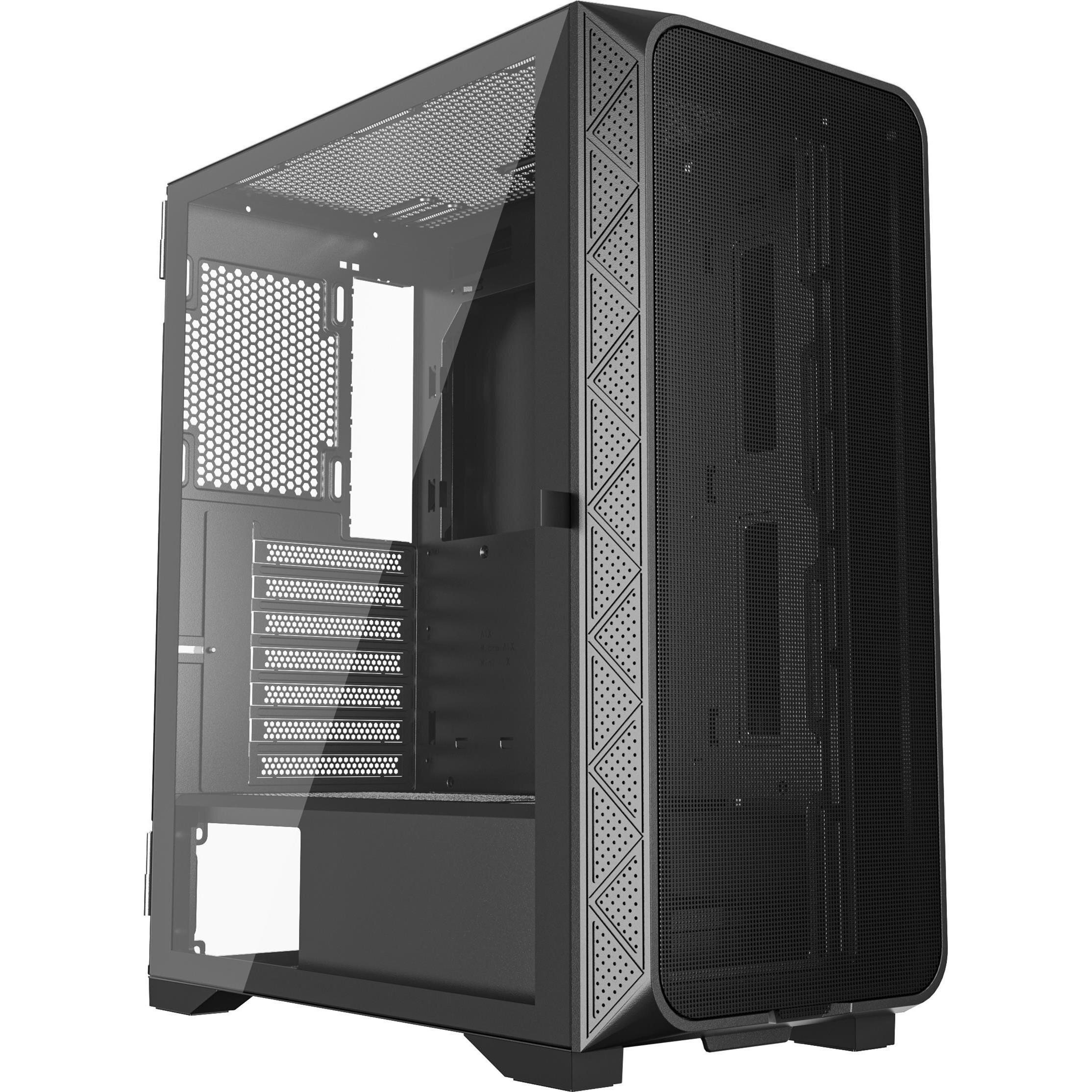 Gembird ATX case Fornax M200 2x USB 20 + 1x USB 30 + 1x USB type-C black (ATX), PC Gehäuse, Schwarz